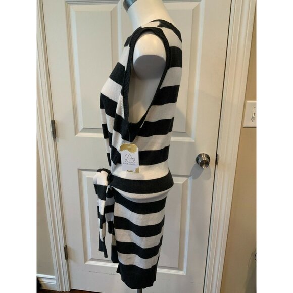 Current/Elliott Dark Gray & White Striped The Suns Out Tie Dress, Size 2 Medium - Picture 4 of 7